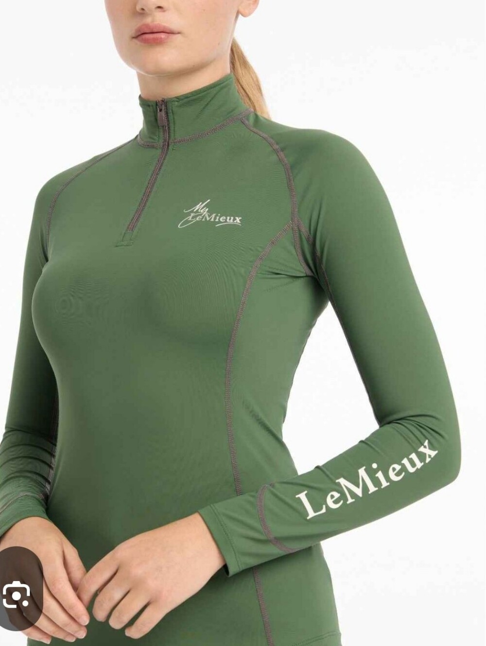 LeMieux Women's Olive Green Quarter-Zip Performance Top